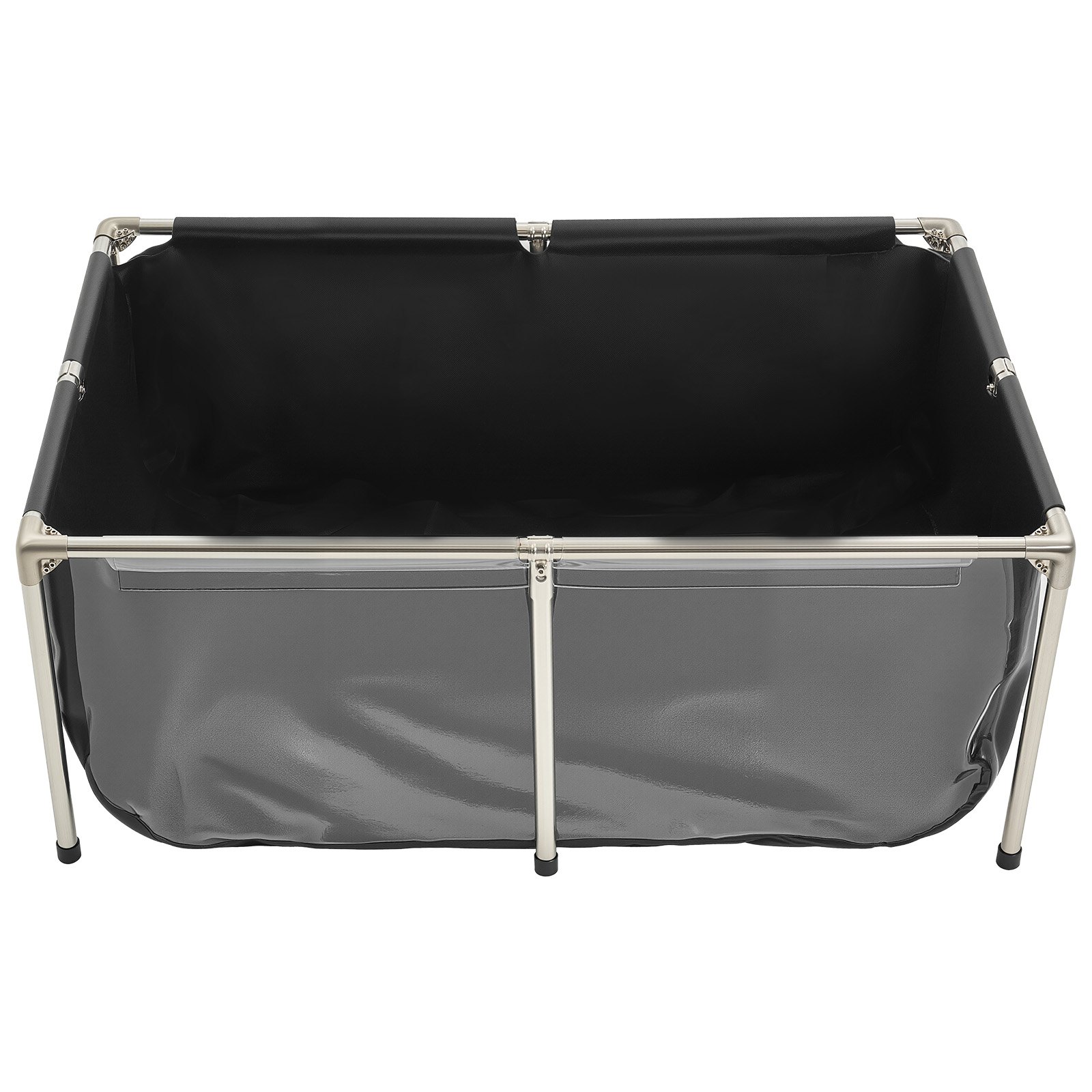 VEVOR Canvas Visvijver, 480 L Viskom, PVC Koi Kom met Transparant Kijkvenster, Goudviskom met RVS Frame & Afvoerklep, voor het Kweken van Koi, Goudvissen (Zwart)