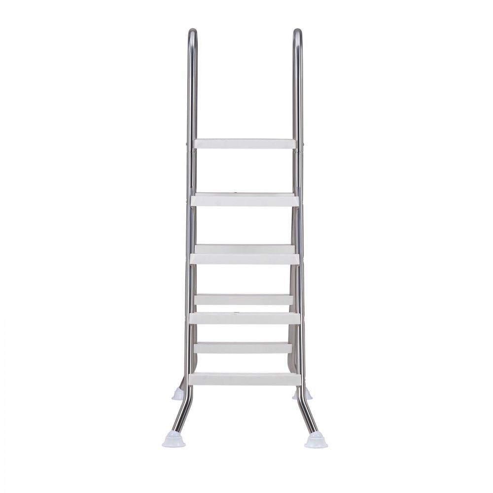VEVOR roestvrijstalen zwembadladder, draagvermogen 150 kg, A-frame instapladder, veiligheidsladder voor bovengrondse zwembaden met een diepte van 125 cm, instaphulp met 3 antislip treden en platform, zilverkleurig
