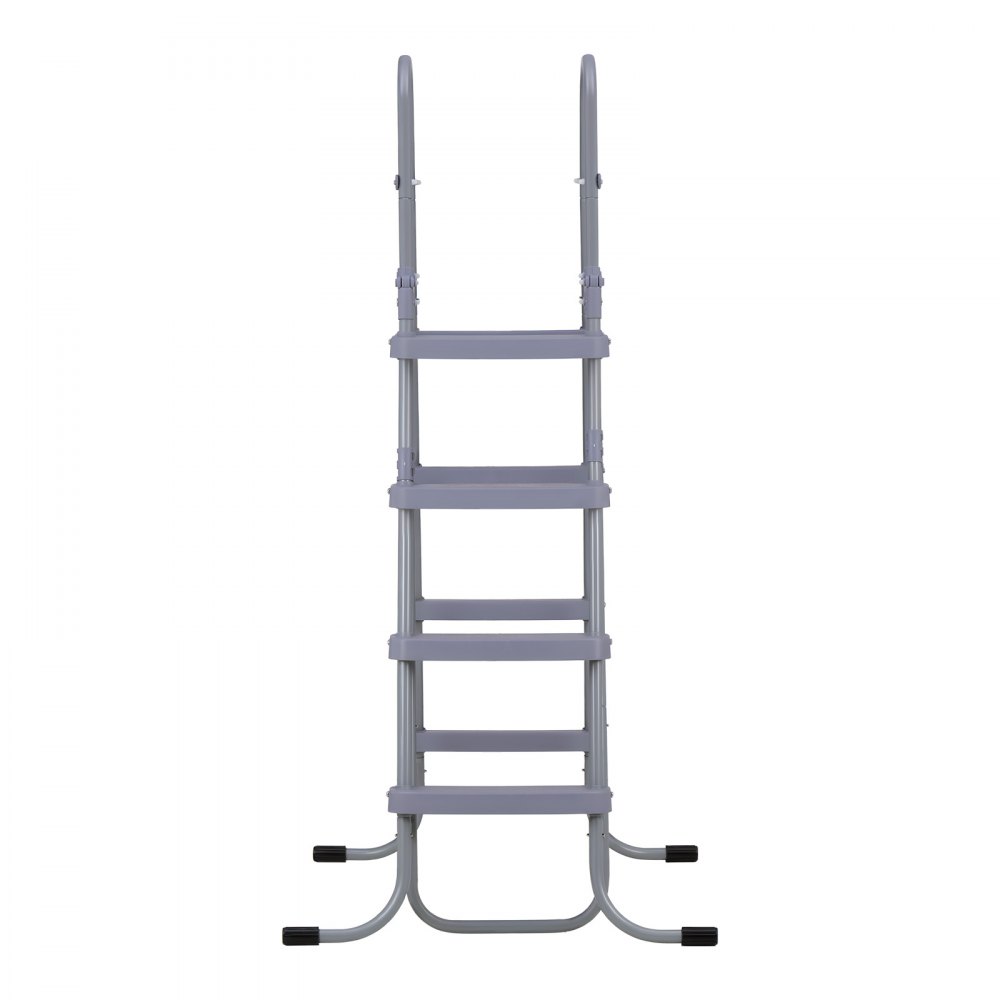 VEVOR Zwembadladder van koolstofstaal, draagvermogen 136 kg, A-frame instapladder, veiligheidsladder voor bovengrondse zwembaden met een diepte tot 132,1 cm, antislip instapladder met 4 treden, grijs