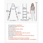 VEVOR Zwembadladder van koolstofstaal, draagvermogen 136 kg, A-frame instapladder, veiligheidsladder voor bovengrondse zwembaden met een diepte tot 132,1 cm, antislip instapladder met 4 treden, grijs
