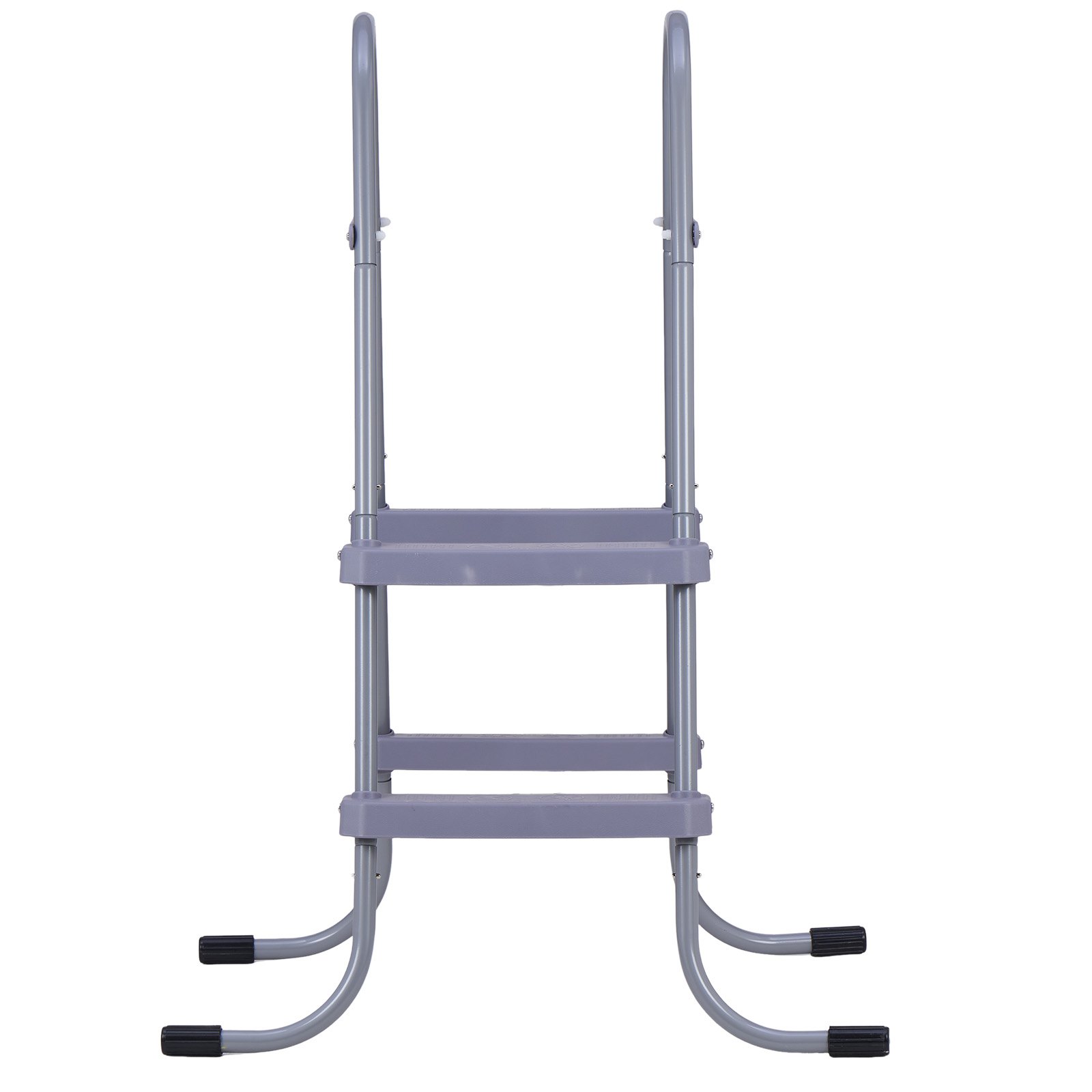 VEVOR Zwembadtrap van koolstofstaal, draagvermogen 136 kg, instaptrap met A-frame, veiligheidstrap voor bovengrondse zwembaden met een diepte tot 838 mm, instaphulp met antislip treden (2 stuks), grijs