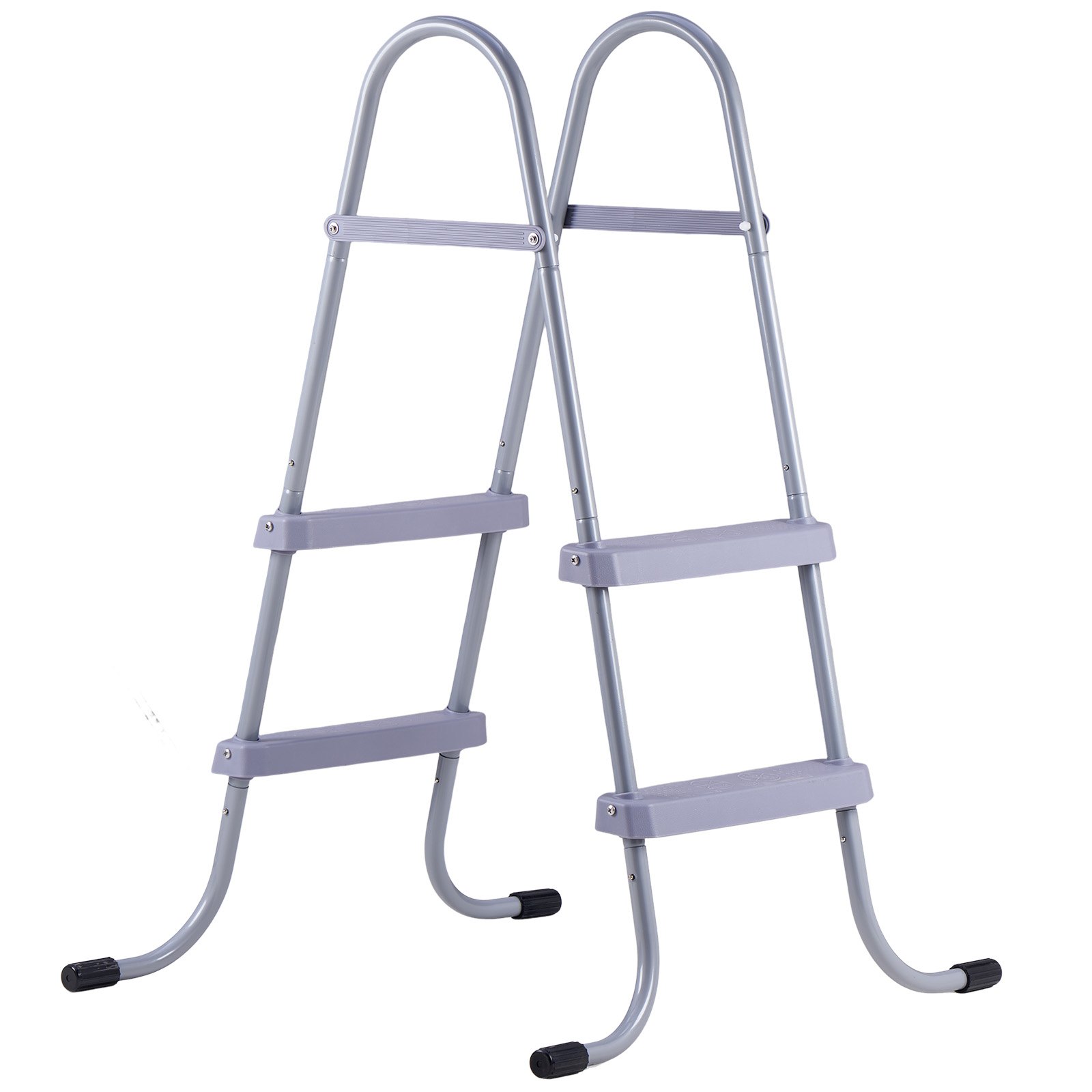 VEVOR Zwembadtrap van koolstofstaal, draagvermogen 136 kg, instaptrap met A-frame, veiligheidstrap voor bovengrondse zwembaden met een diepte tot 838 mm, instaphulp met antislip treden (2 stuks), grijs