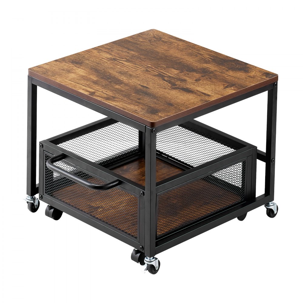 VEVOR Mini koelkaststandaard met een draagvermogen van 90 kg, koelkasttafel met verplaatsbare opbergwagen en zwenkwielen, drankkoelkaststandaard voor koffiebarappartement, lichtbruin