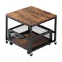 VEVOR Mini Fridge Stand with Storage, 198 lbs Mini Fridge Table with Movable Storage Cart & Swivel Wheels, Beverage Refrigerator Stand for Coffee Bar, Mini Fridge Organizer for Home Dorm, Light Brown