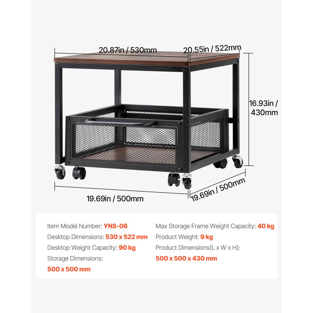 VEVOR Mini koelkaststandaard met een draagvermogen van 90 kg, koelkasttafel met verplaatsbare opbergwagen en zwenkwielen, drankkoelkaststandaard voor koffiebarappartement donkerbruin