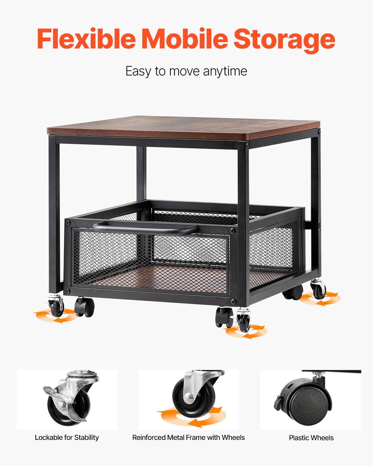 VEVOR Mini koelkaststandaard met een draagvermogen van 90 kg, koelkasttafel met verplaatsbare opbergwagen en zwenkwielen, drankkoelkaststandaard voor koffiebarappartement donkerbruin