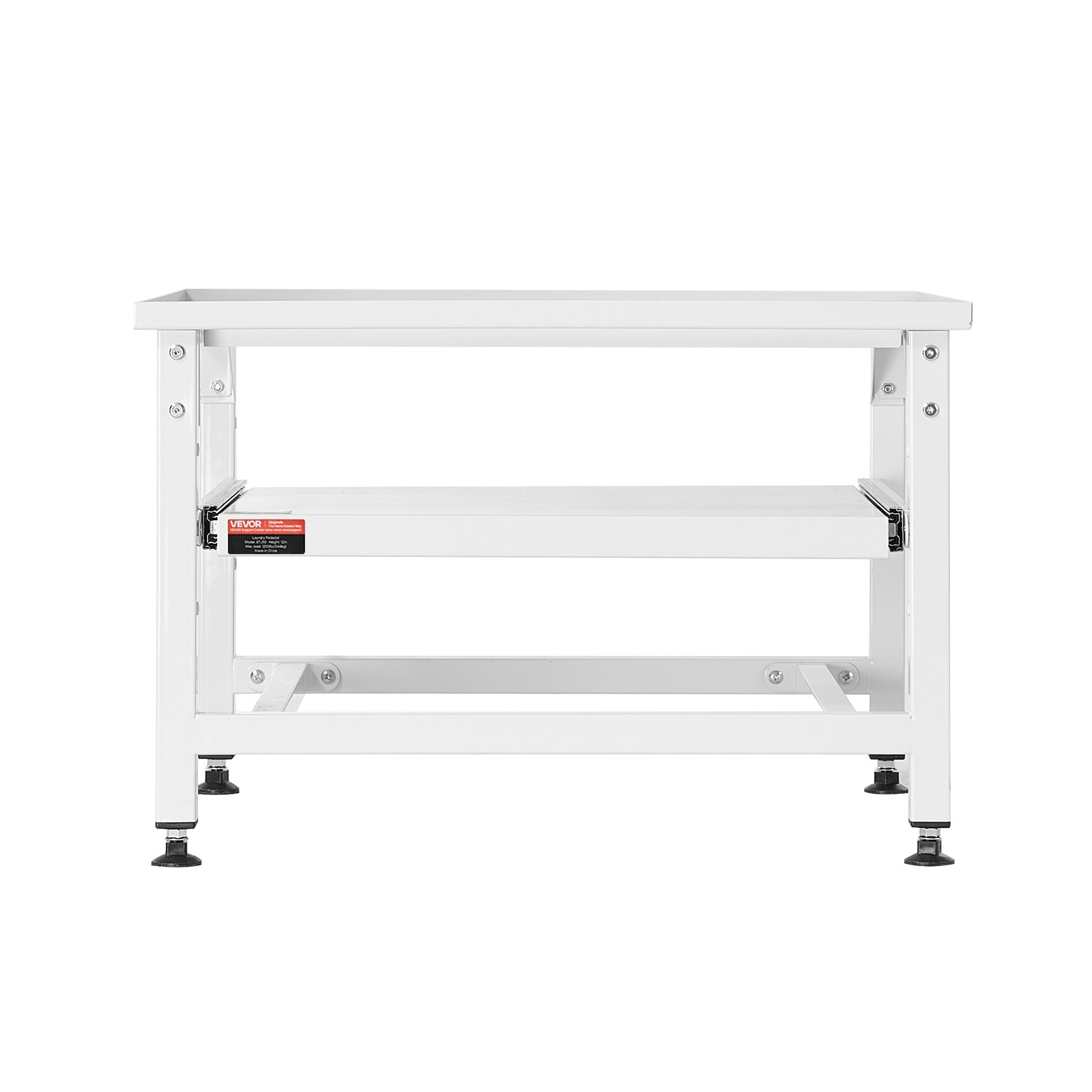 VEVOR wasmachineonderstel 410 mm hoog, wasmachineverhoger met uitschuifbaar schap, draagvermogen van 318 kg, antislipvoetjes, stalen drogeronderstel, sokkel, universeel compatibel, wit