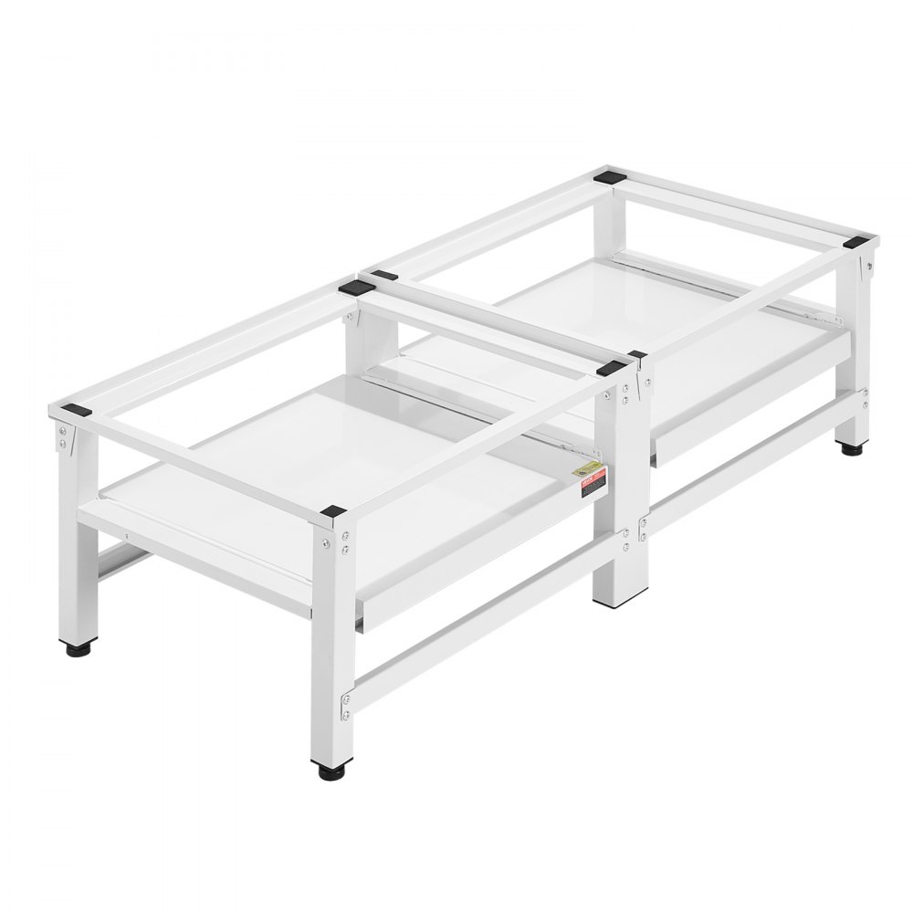 VEVOR Wasmachineonderstel 355 mm hoog, Wasmachineverhoger met uitschuifbaar schap, Draagvermogen van 318 kg, Antislipvoetjes, Wasdrogeronderstel, Sokkel, Universeel compatibel, Wit, 2-pack