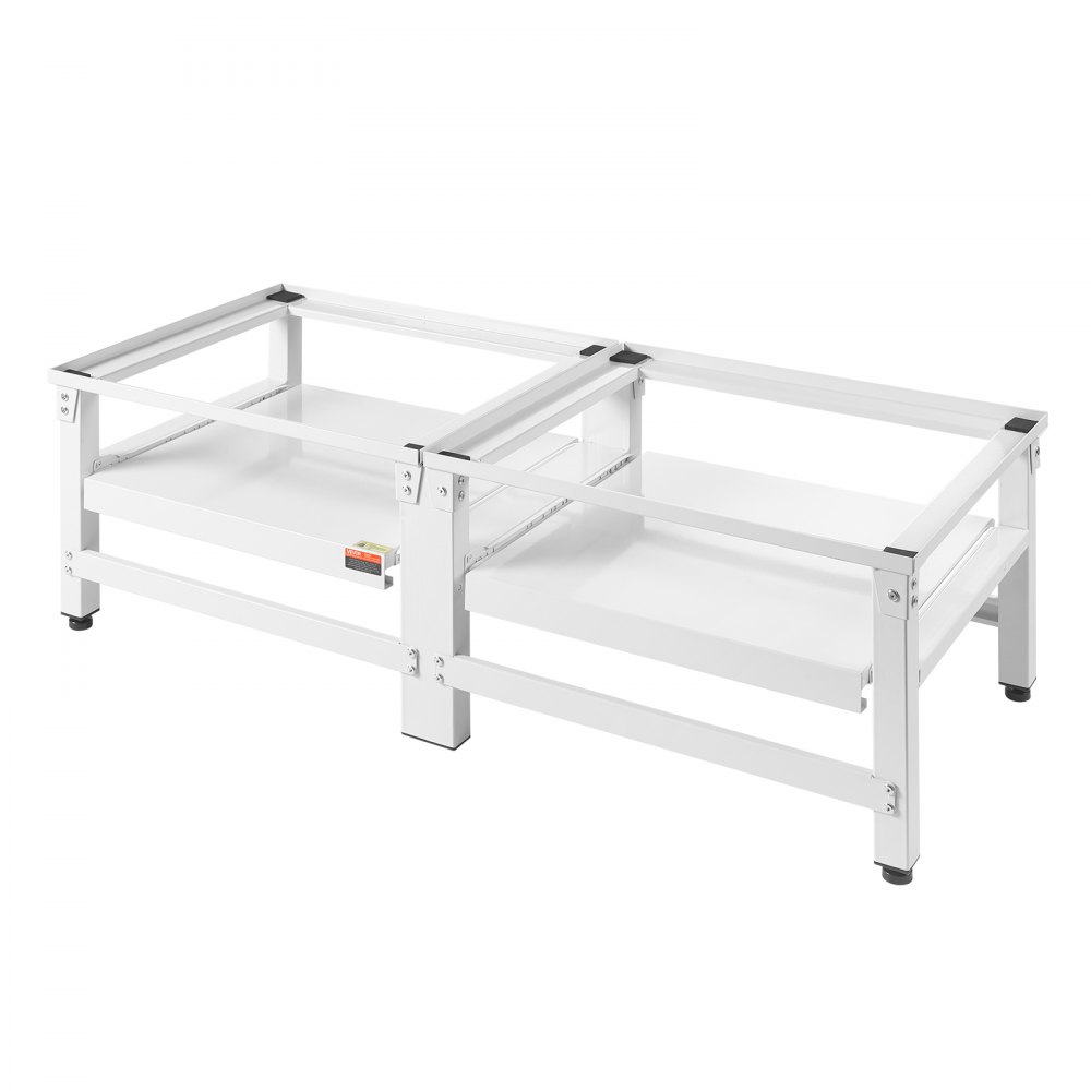 VEVOR Wasmachineonderstel 355 mm hoog, Wasmachineverhoger met uitschuifbaar schap, Draagvermogen van 318 kg, Antislipvoetjes, Wasdrogeronderstel, Sokkel, Universeel compatibel, Wit, 2-pack