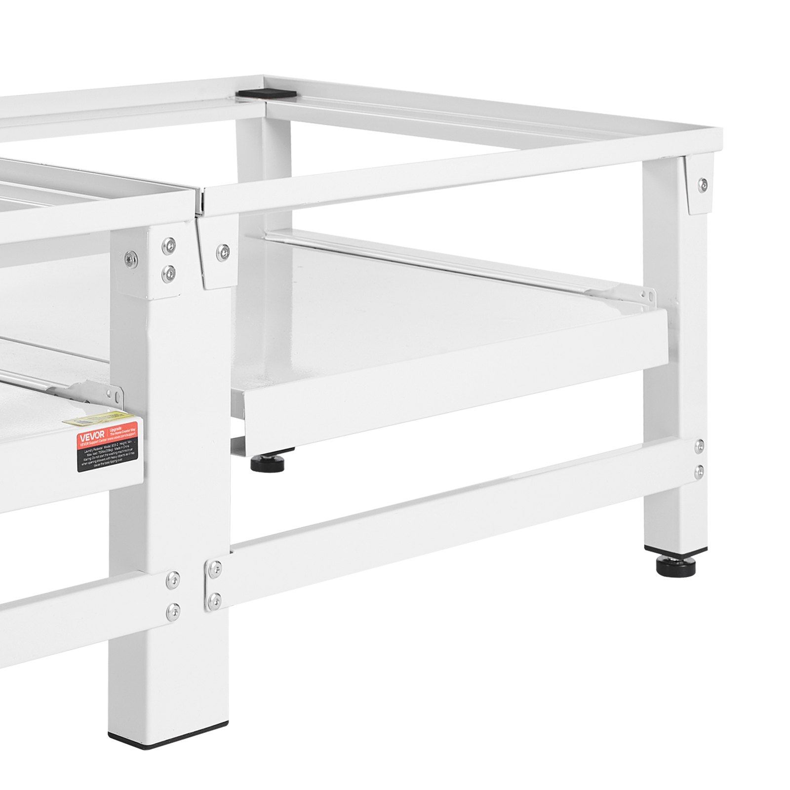 VEVOR Wasmachineonderstel 355 mm hoog, Wasmachineverhoger met uitschuifbaar schap, Draagvermogen van 318 kg, Antislipvoetjes, Wasdrogeronderstel, Sokkel, Universeel compatibel, Wit, 2-pack