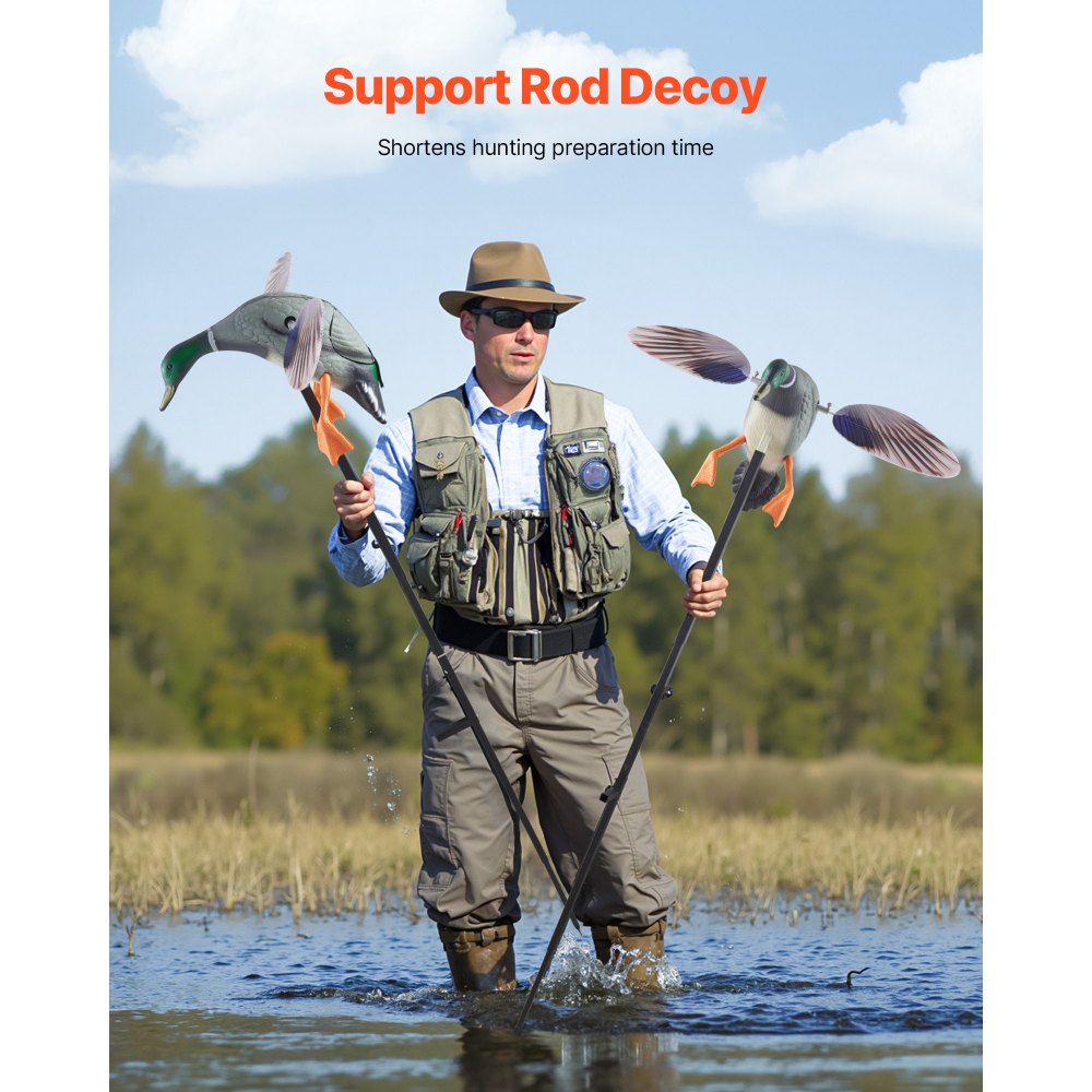 VEVOR drijvende eendenlokkers met draaiende vleugels voor zwembadvijver, realistische plastic eendenlokkers voor de jacht, tuindecoratie, gemakkelijk mee te nemen, 1 verpakking