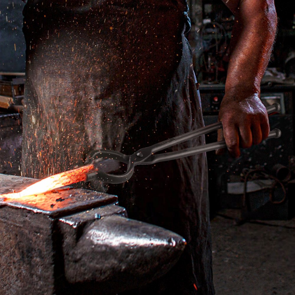 VEVOR Smedentangset, V-bit, Wolf, ZV-tang, 3-delig. Smedentang van koolstofstaal, 461 x 68 x 18 mm / 458 x 38 x 19 mm / 463 x 78 x 52,3 mm, smedentang met verlengde handgreep.