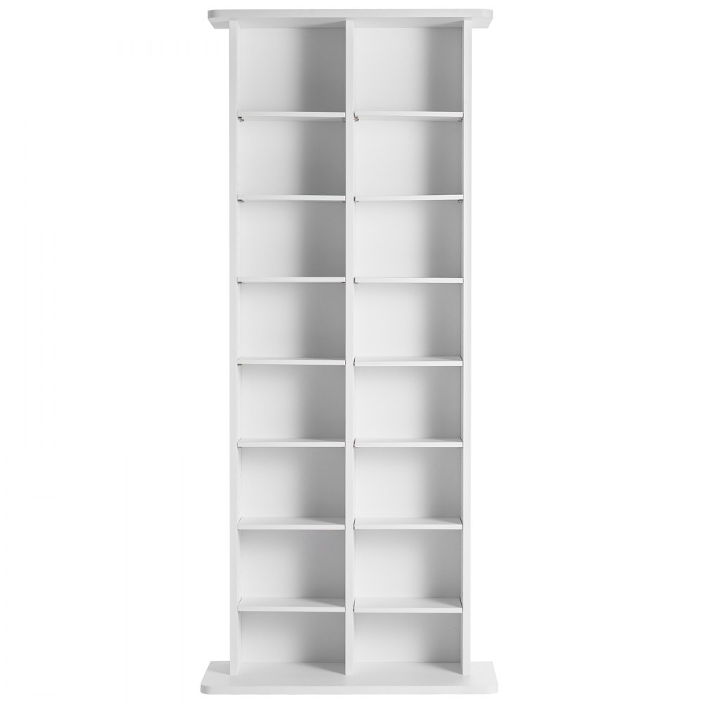 VEVOR Media-opbergkast, 8-laags dvd-rek voor maximaal 464 cd's, verstelbare cd-planken met 16 compartimenten, beschermt en organiseert muziek-, film-, videogame- of memorabiliacollecties, wit