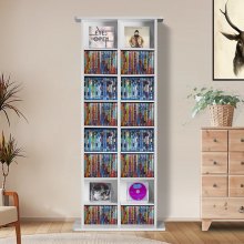 VEVOR Media Storage Cabinet 8 Layers Adjustable DVD Shelves Holds 464 CDs White