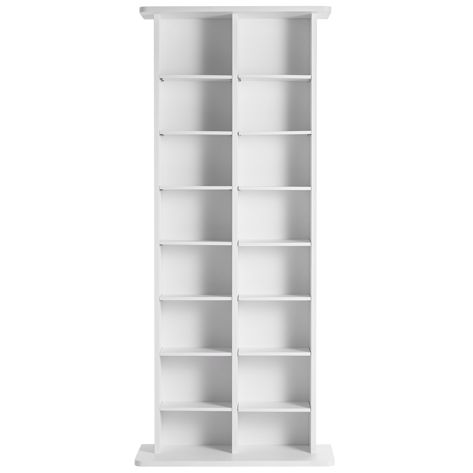VEVOR Media-opbergkast, 8-laags dvd-rek voor maximaal 464 cd's, verstelbare cd-planken met 16 compartimenten, beschermt en organiseert muziek-, film-, videogame- of memorabiliacollecties, wit