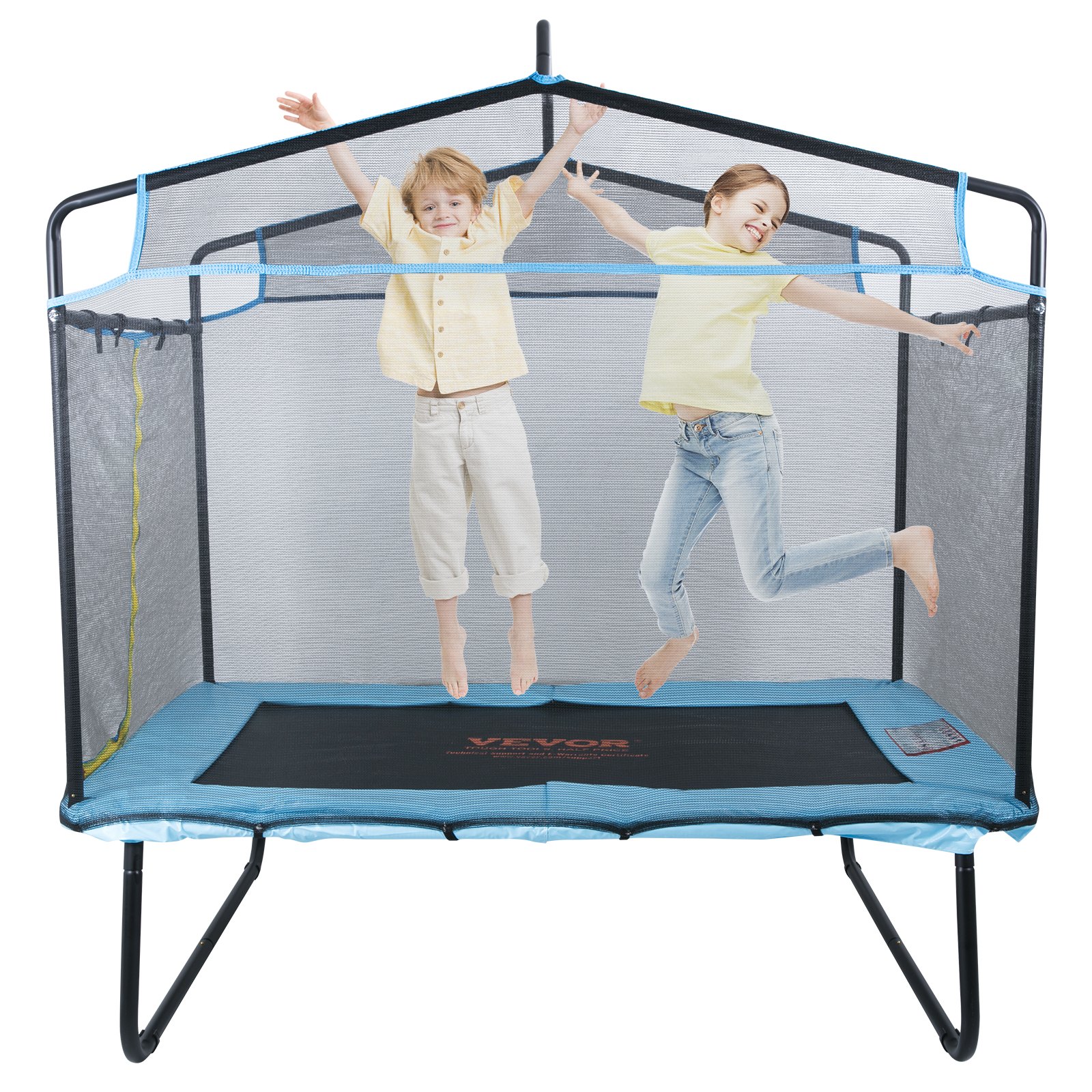 VEVOR Trampolines voor kinderen, binnen/buiten peutertrampolines, 175x126x165cm mini-babytrampoline met veiligheidsnet, gymnastiekbar, hangmat, vrijetijdstrampoline, verjaardagscadeau