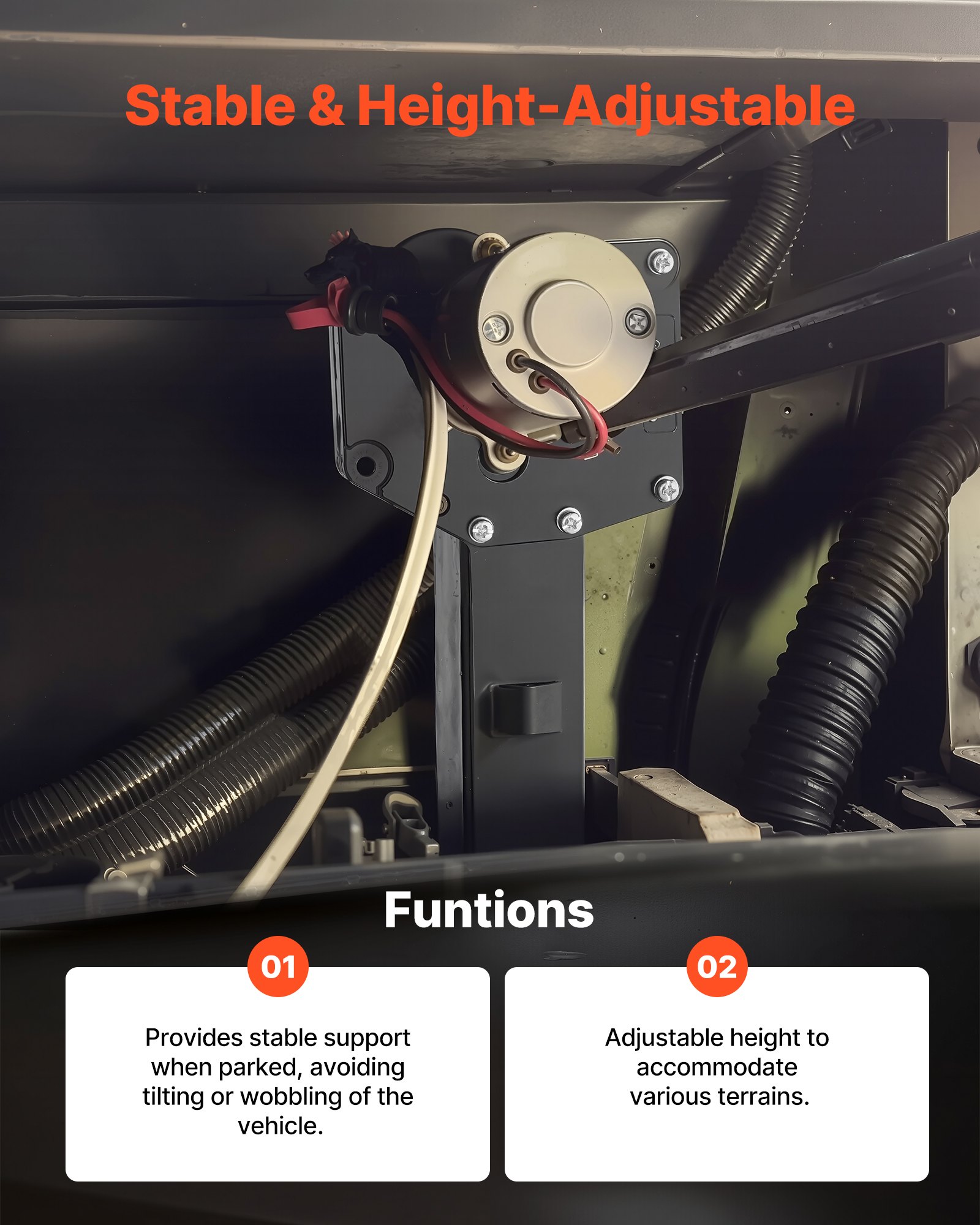 VEVOR RV Fifth Wheel Landing Gear 276602, stalen versnellingsbak met universele bevestiging, voor Lippert Venture, Atwood, Stromberg Carlson Landing Gear Systems, vervangt LG-179015, in hoogte verstelbaar, zwart