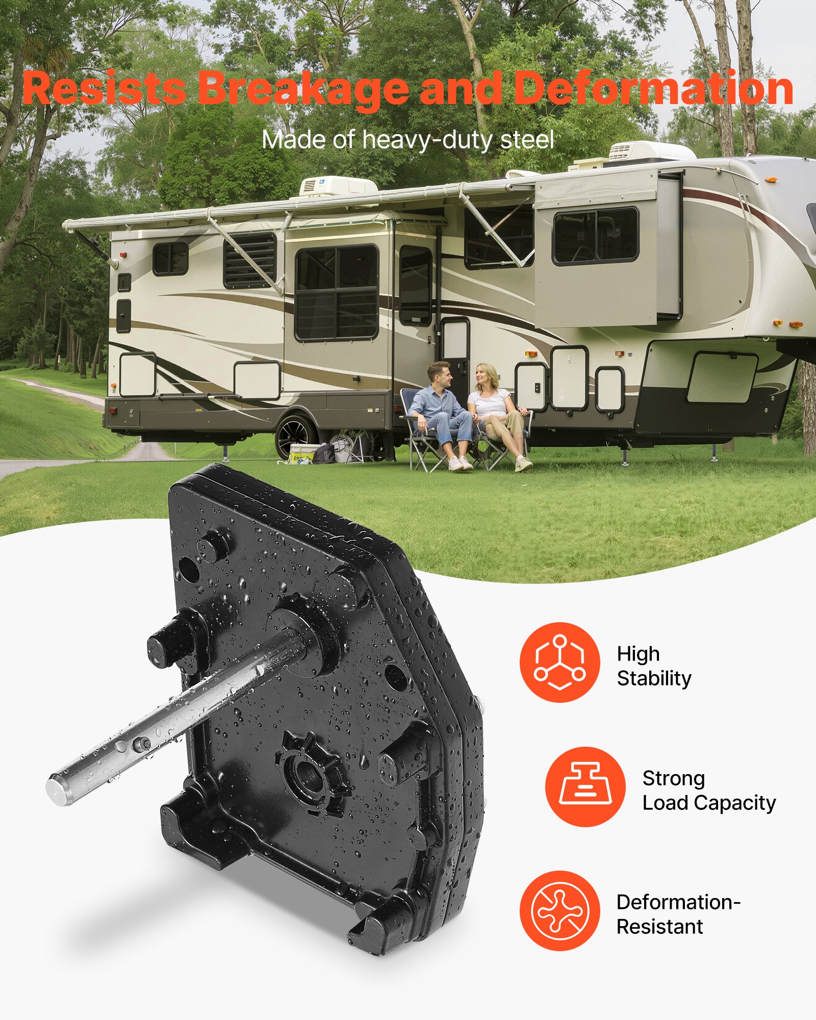 VEVOR RV Fifth Wheel Landing Gear 276602, stalen versnellingsbak met universele bevestiging, voor Lippert Venture, Atwood, Stromberg Carlson Landing Gear Systems, vervangt LG-179015, in hoogte verstelbaar, zwart