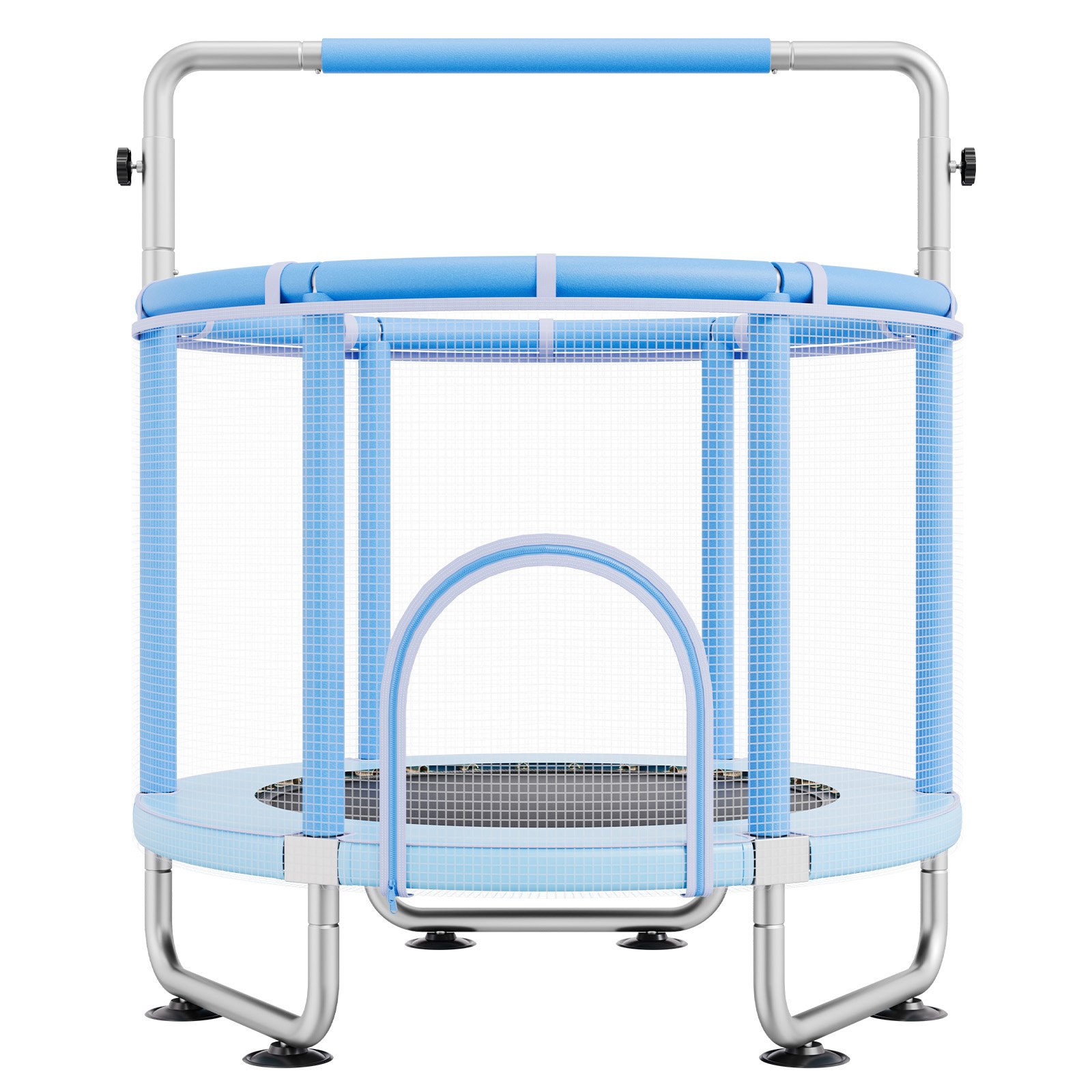 VEVOR Kindertrampoline Mini Leisure Trampoline 147 cm voor peuters met veiligheidsnet en basketbalring, verjaardagscadeau kerstspeelgoed voor kinderen vanaf 3 jaar blauw