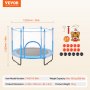 VEVOR Mini Trampoline Indoor Training Rebounder voor kinderen met net 1545 mm Blauw