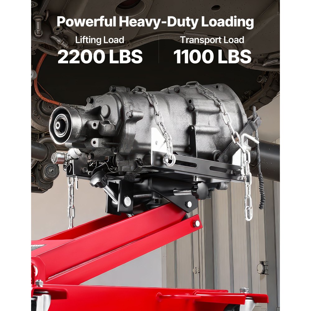 VEVOR Low Profile 1T hydraulische krik met hefhoogte van 18,5–70 cm en flexibele 360° zwenkwielen, zwaar uitgevoerd hefplatform voor garage/werkplaats, rood