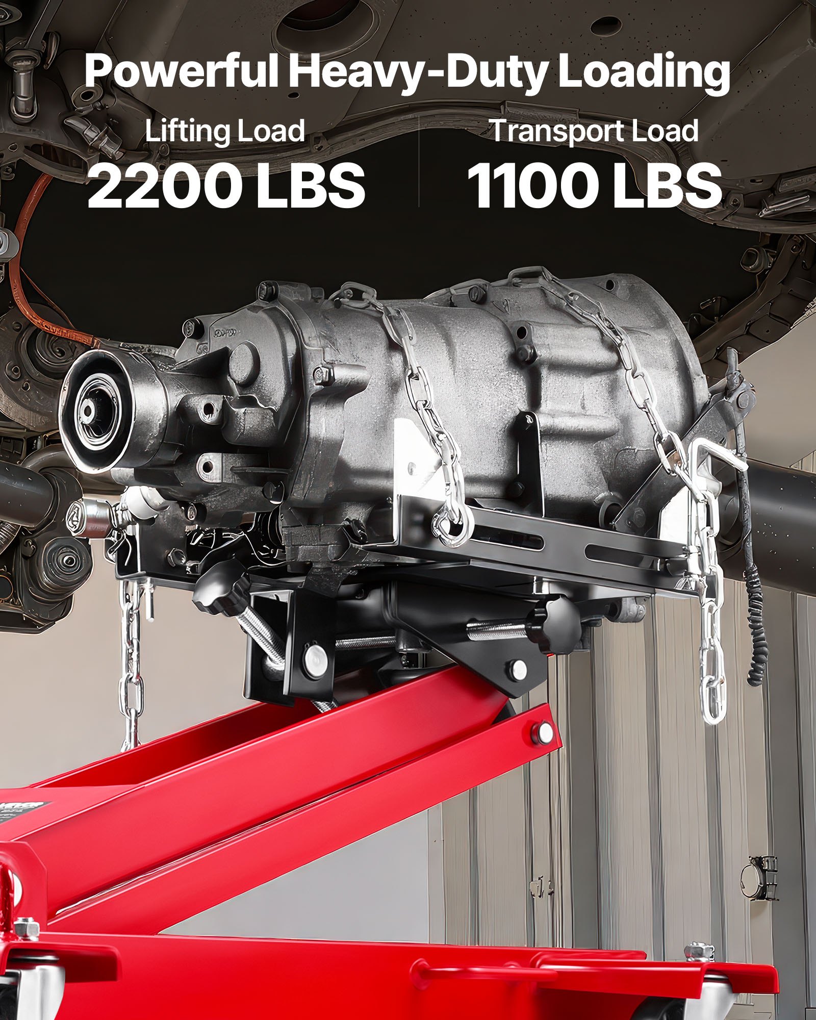 VEVOR Low Profile 1T hydraulische krik met hefhoogte van 18,5–70 cm en flexibele 360° zwenkwielen, zwaar uitgevoerd hefplatform voor garage/werkplaats, rood
