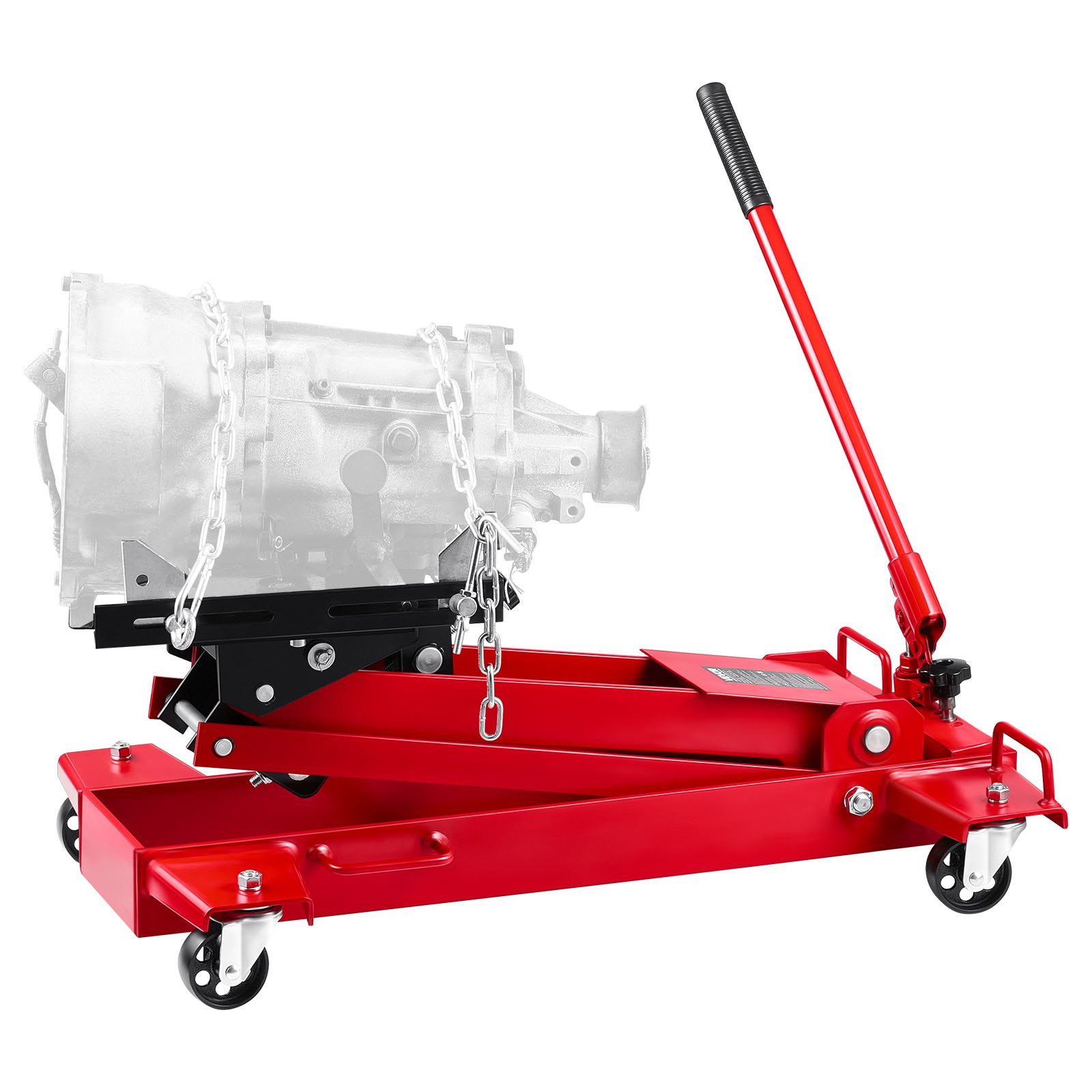 VEVOR Low Profile 1T hydraulische krik met hefhoogte van 18,5–70 cm en flexibele 360° zwenkwielen, zwaar uitgevoerd hefplatform voor garage/werkplaats, rood