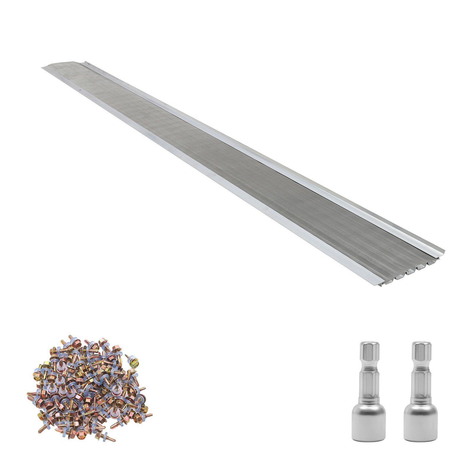 VEVOR 20 stuks gootbeschermers 127 mm, aluminium bladvangerstrips met roestvrijstalen microgaas, op maat te snijden gootbeschermer met een totale lengte van 30,48 m, regengootrooster incl. schroeven voor huizen en carports