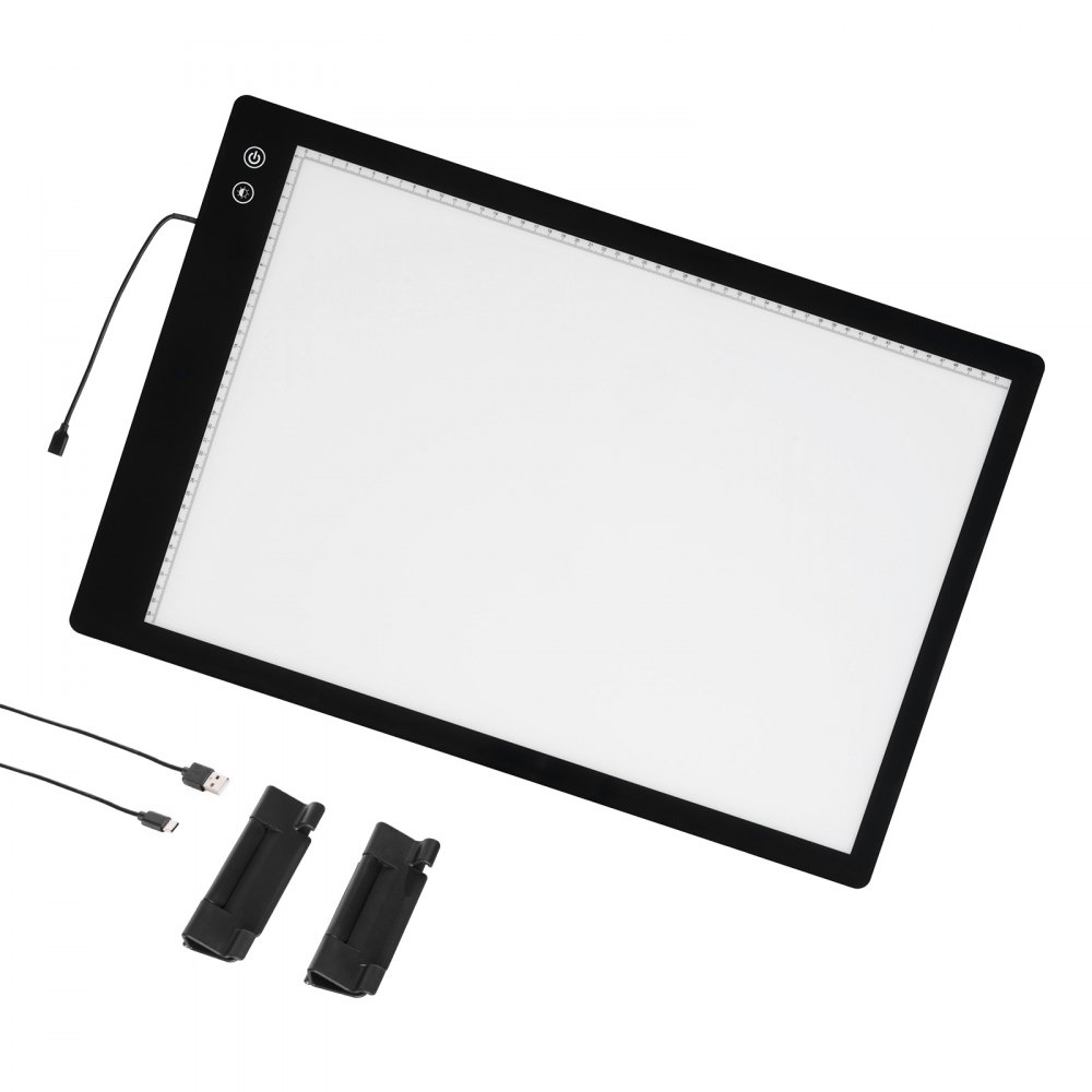 VEVOR Light Board, A2 LED Light Pad with 6 Level Dimmable Brightness, Rechargeable Light Table for Tracing, Light Box for Diamond Painting, Animation, Sketching, Drawing, Stenciling, Artists (Black)
