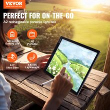 VEVOR LED-lichttafellamp Tablet A2 Tracing Pad Oplaadbare lichtbak