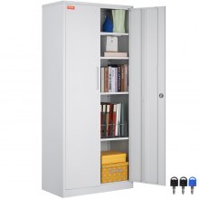 VEVOR 5-laags archiefkast zijcontainer met 2 magnetische deuren, 90,72 kg draagvermogen per plank, afsluitbare opbergkast, metalen kast kantoorladekast, voor kantoor, thuis enz. Wit