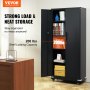 VEVOR Metal Storage Cabinet with Wheels, 75 in Locking Cabinet with 4 Adjustable Shelves & 2 Magnetic Doors, 200 lbs Capacity per Shelf, Metal Cabinet with 3 Keys for Office, Garage, Home, Black