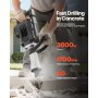 VEVOR Sloophamer 3000W Elektrische Betonhamer, 1700 BPM Drilboor met Puntbeitel & Draagtas & Handschoenen & Veiligheidsbril, voor Betonmuren, Bakstenen, Tegels, Funderingen Zwart