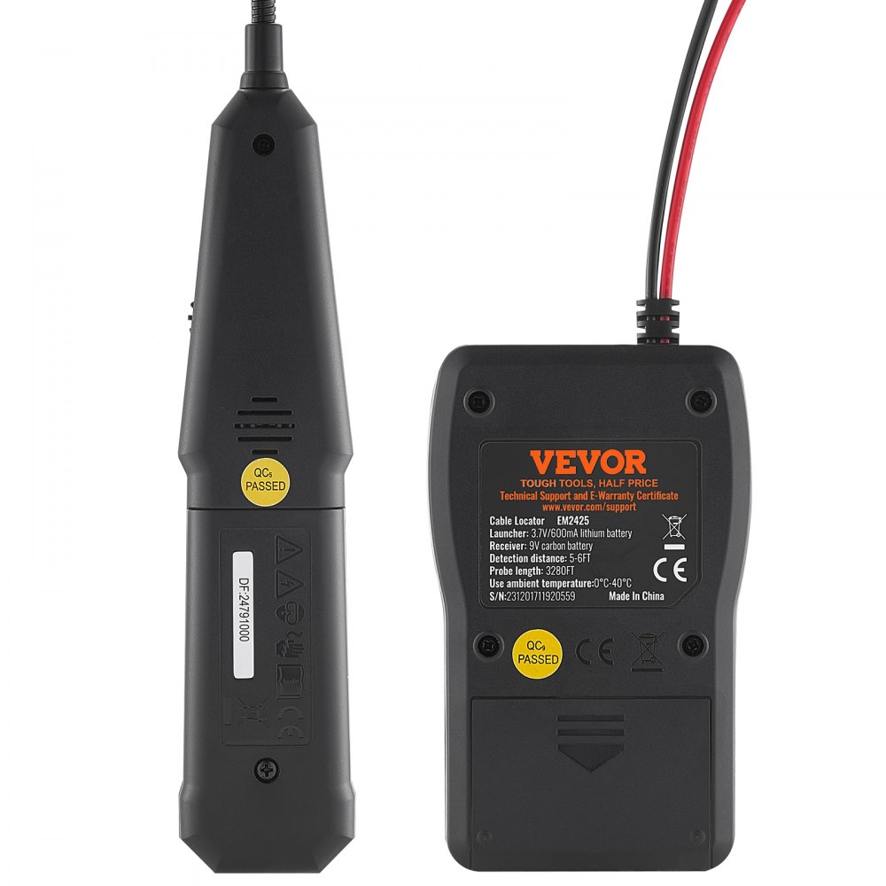 VEVOR Cable Locator, up to 2 m detection depth, pipe finder, cable tester, pipe locator, incl. headphones, 1000 m detection range, ideal for finding hidden pet fences & sprinkler valves