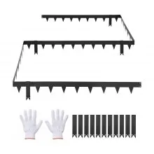 VEVOR Gazonrand, 10-delige set, 1016x114,3 mm, Bedrand met 11 bevestigingsclips, Gegalvaniseerde stalen bedrand, Gazonvellen, Maairand, Metalen palissade voor bloembedden en tuinpaden, Zwart