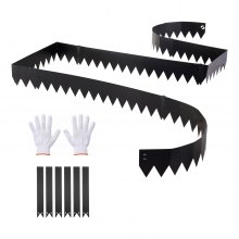 VEVOR Gazonrandafwerking 6-pack 1016x152 mm, Bedrandafwerking met 6 bevestigingsclips, Gegalvaniseerde stalen gazonplaten, Maairand, Metalen palissade, Bedrand voor bloemperken en tuinpaden, Zwart