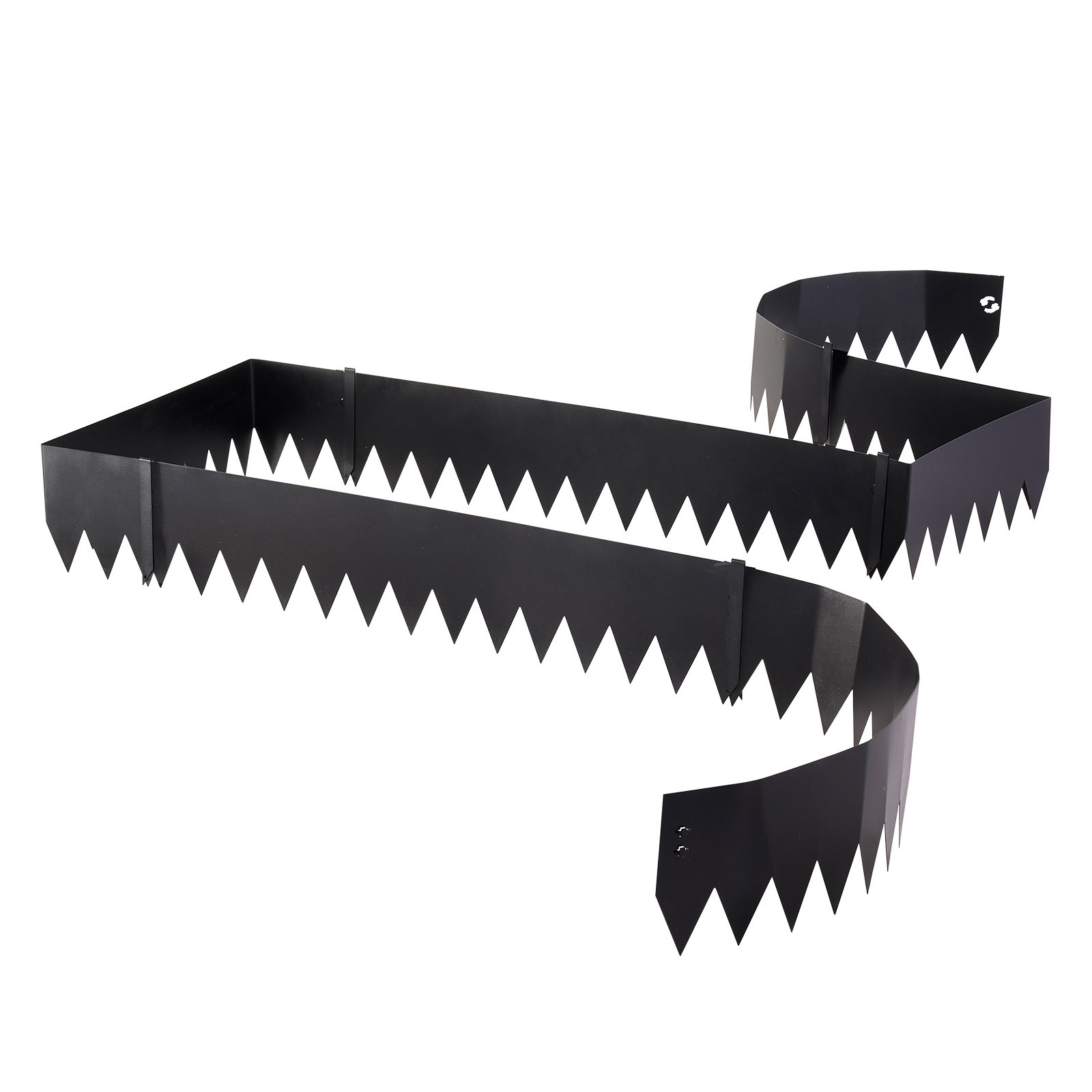 VEVOR Gazonrand 6-pack 1016x203 mm, Bedrand met 6 bevestigingsclips, Flexibele gazonrand van gegalvaniseerd staal, Maairand, Palissade-bedrand voor bloemperken en tuinpaden, Zwart