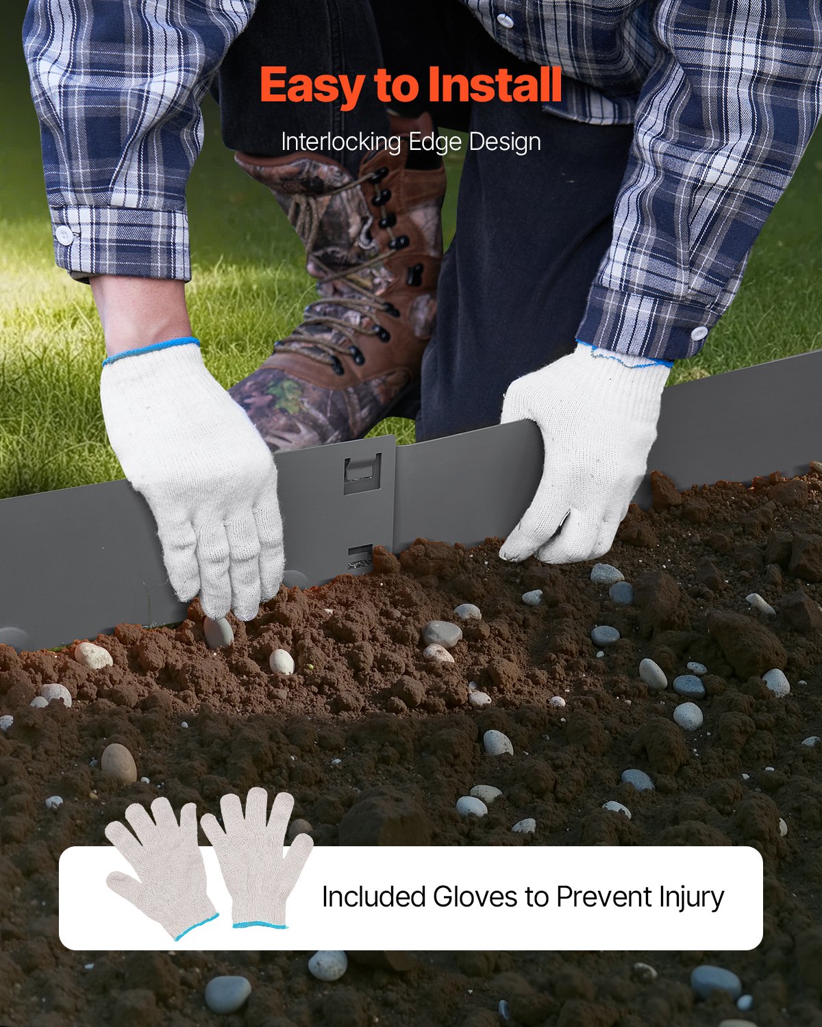 VEVOR Gazonranden 5-pack, Bedranden 990x156 mm, Metalen Bedrand, Buigbare Tuinrand, Robuuste Tuinpalissade, Eenvoudig te Installeren, Bloemperk Tuinpadverdeler, Donkergrijs