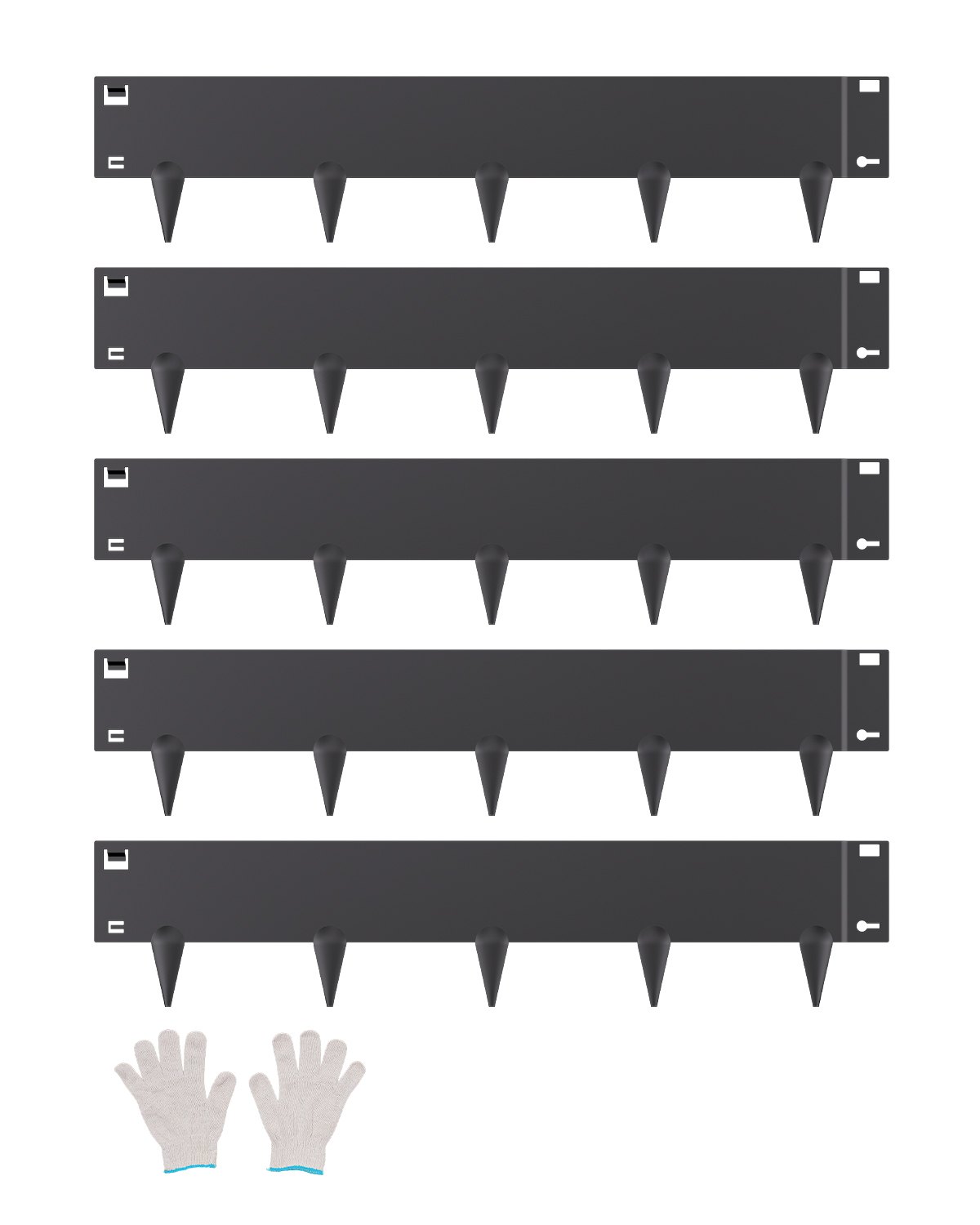 VEVOR Gazonrand, Set van 5, 990x207x1,5 mm, Roestbestendige metalen rand voor bloembedden, borders, gazonranden, eenvoudig te installeren, afscheiding voor bloembedden, tuinpaden