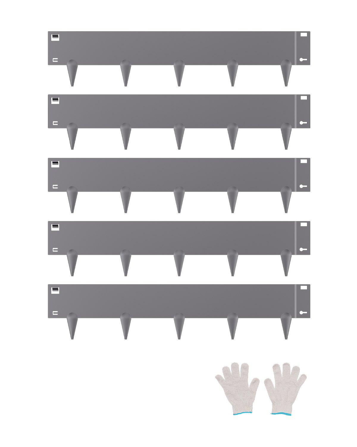 VEVOR Gazonrand, set van 5, 990 x 207 x 1,5 mm, roestbestendige metalen rand voor bloemperken, gazonrand, eenvoudig te installeren, afscheiding voor bloemperken, tuinpaden, donkergrijs