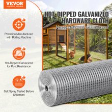VEVOR Wire Mesh 24" x 100' Aviary Wire 19 Gauge Hot Dipped Galvanized Wire Mesh Roll Chain Link Fence Wire Mesh for Rabbit Cages Garden Small Rodents
