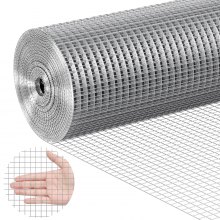 VEVOR Wire Mesh 24" x 50ft Aviary Wire 19 Gauge Hot Dipped Galvanized Wire Mesh Roll Chain Link Fence Wire Mesh for Rabbit Cages Garden Small Rodents