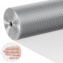 VEVOR hardware cloth roll unrolled with a close-up of wire mesh grid and hand showing scale.