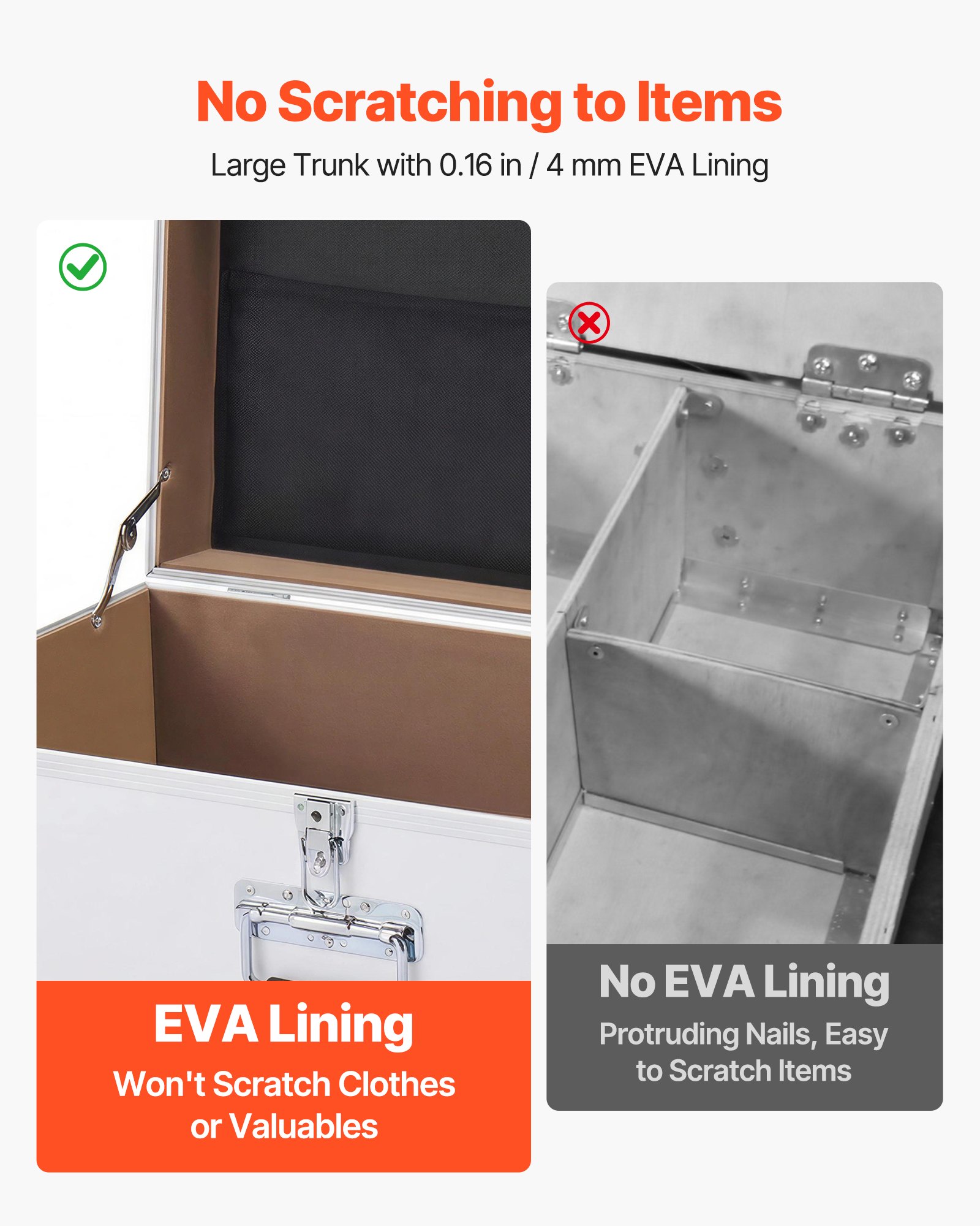 VEVOR 2 x Transportkoffers Opbergdozen Afsluitbare Opbergdozen, Grote Opbergdoos met Wielen & 3 Metalen Handgrepen, Transportkoffer met Deksel voor Appartement Studentenkamer Wit