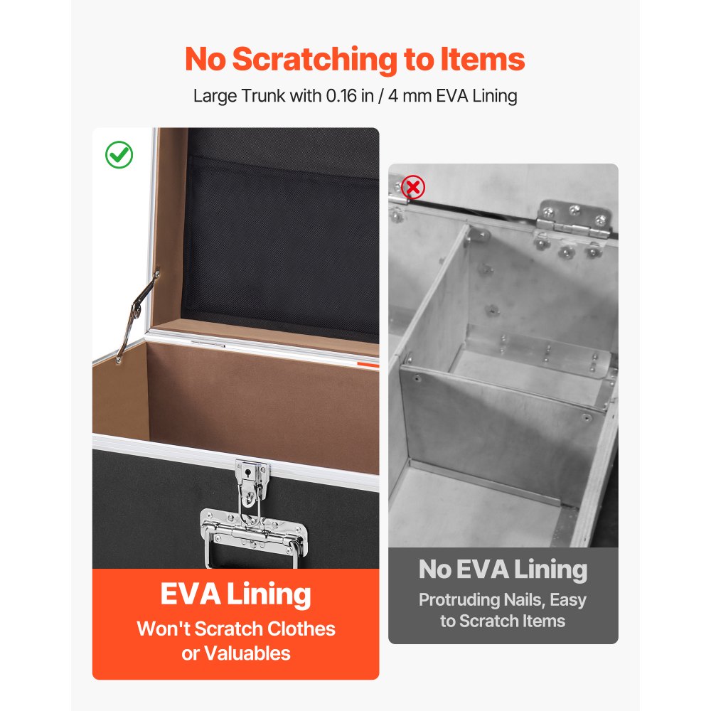 VEVOR 2 x Transportkoffers Opbergdozen Afsluitbare Opbergdozen, Grote Opbergdoos met Wielen & 3 Metalen Handgrepen, Transporteerbaar met Deksel voor Appartement Studentenkamer Zwart