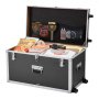 VEVOR 2 x Transportkoffers Opbergdozen Afsluitbare Opbergdozen, Grote Opbergdoos (816 x 452 x 460 mm) met Wielen & 3 Metalen Handgrepen, Stil Transport met Deksel voor Thuisgebruik Zwart