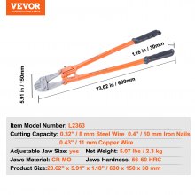 VEVOR Bolt cutters Bolt cutters 609.6 mm, 8/10/11 mm Bolt cutters 56-60 HRC Diagonal cutters Bolt cutters Chain cutters For cutting steel wires, chains, etc. Wire cutters Wire cutters