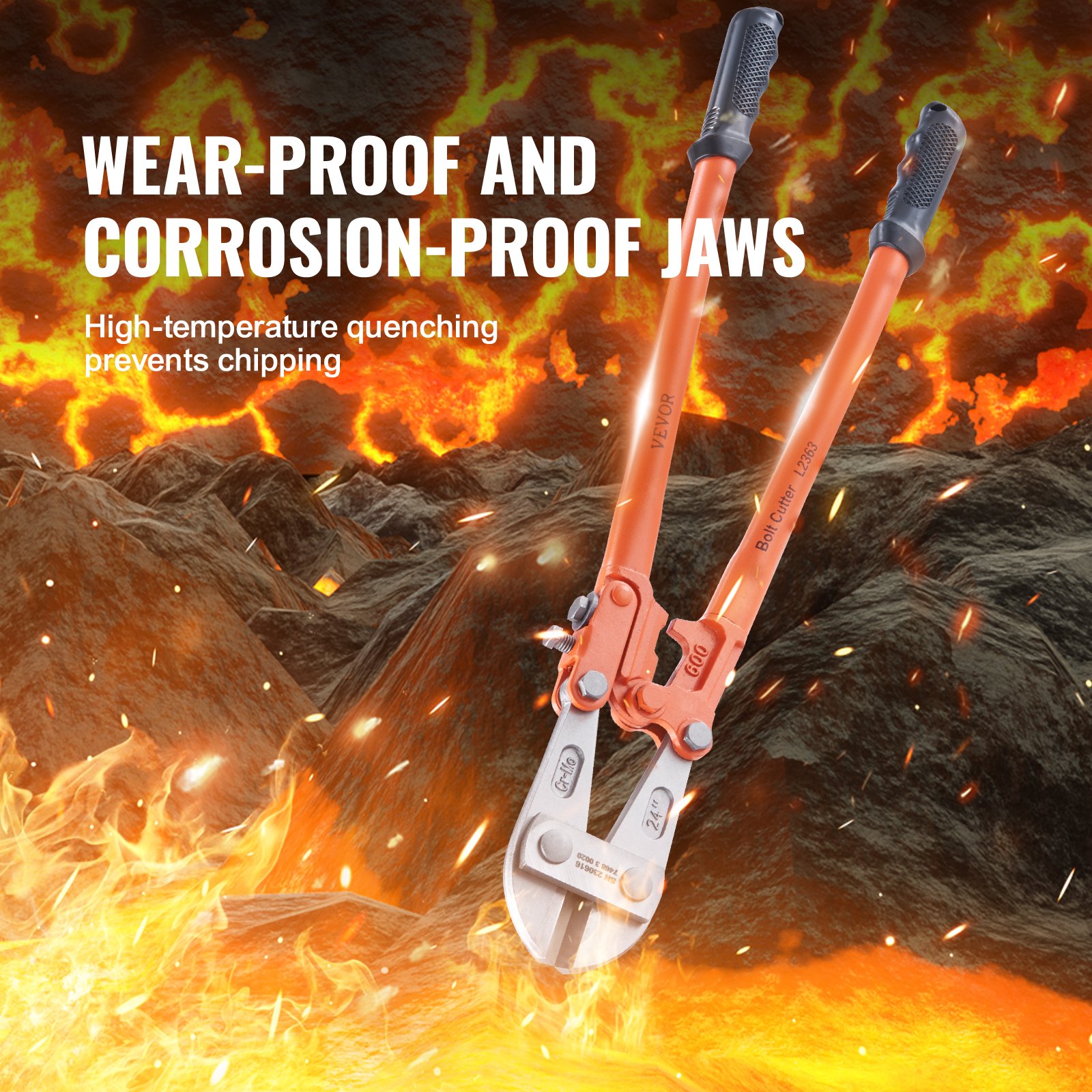 VEVOR Boutenschaar Boutenschaar 609,6 mm, 8/10/11 mm Boutenschaar 56-60 HRC Zijkniptang Boutenschaar Kettingknipper Voor het knippen van staaldraden, kettingen, enz. Draadknipper Draadschaar