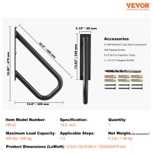 VEVOR 48cm reling trapleuning leuning trapleuning 1-2 treden 240kg