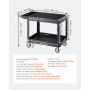 VEVOR Gereedschapswagen, draagvermogen 250 kg, werkplaatswagen, multifunctionele wagen van kunststof met twee schappen en 360° zwenkwielen (2 met remmen), geschikt voor magazijn, garage en schoonmaak, 1180x650x865 mm